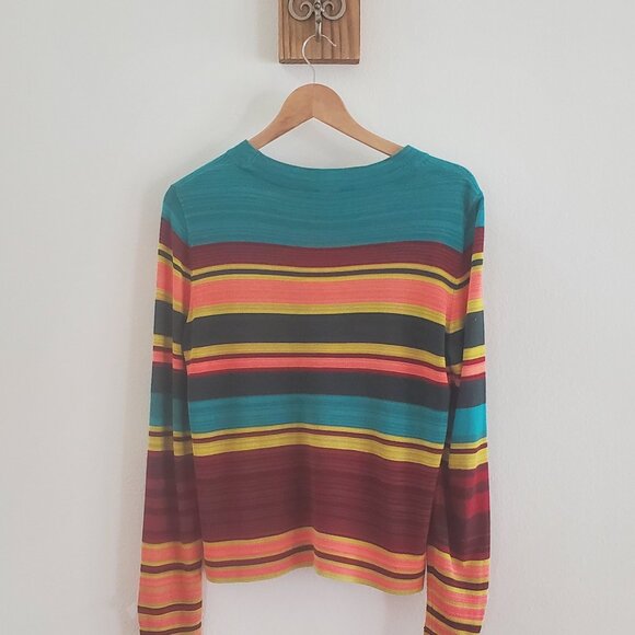 🌼🌿👒✨FREE PEOPLE Women’s Striped Boho Chic light weightPullover Sweater – Sz M - Picture 3 of 6